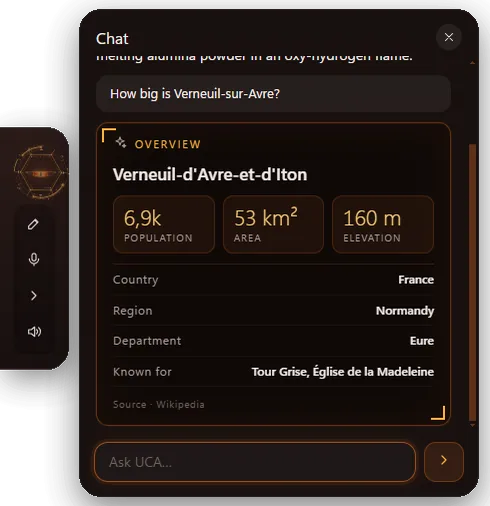 Island chat answering with a fact card