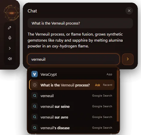 Island chat with suggestions while typing